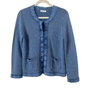 Public Chambray Blue Cotton‎ Cardigan Sweater Jacket US 10